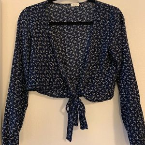 Long sleeve tie front shirt